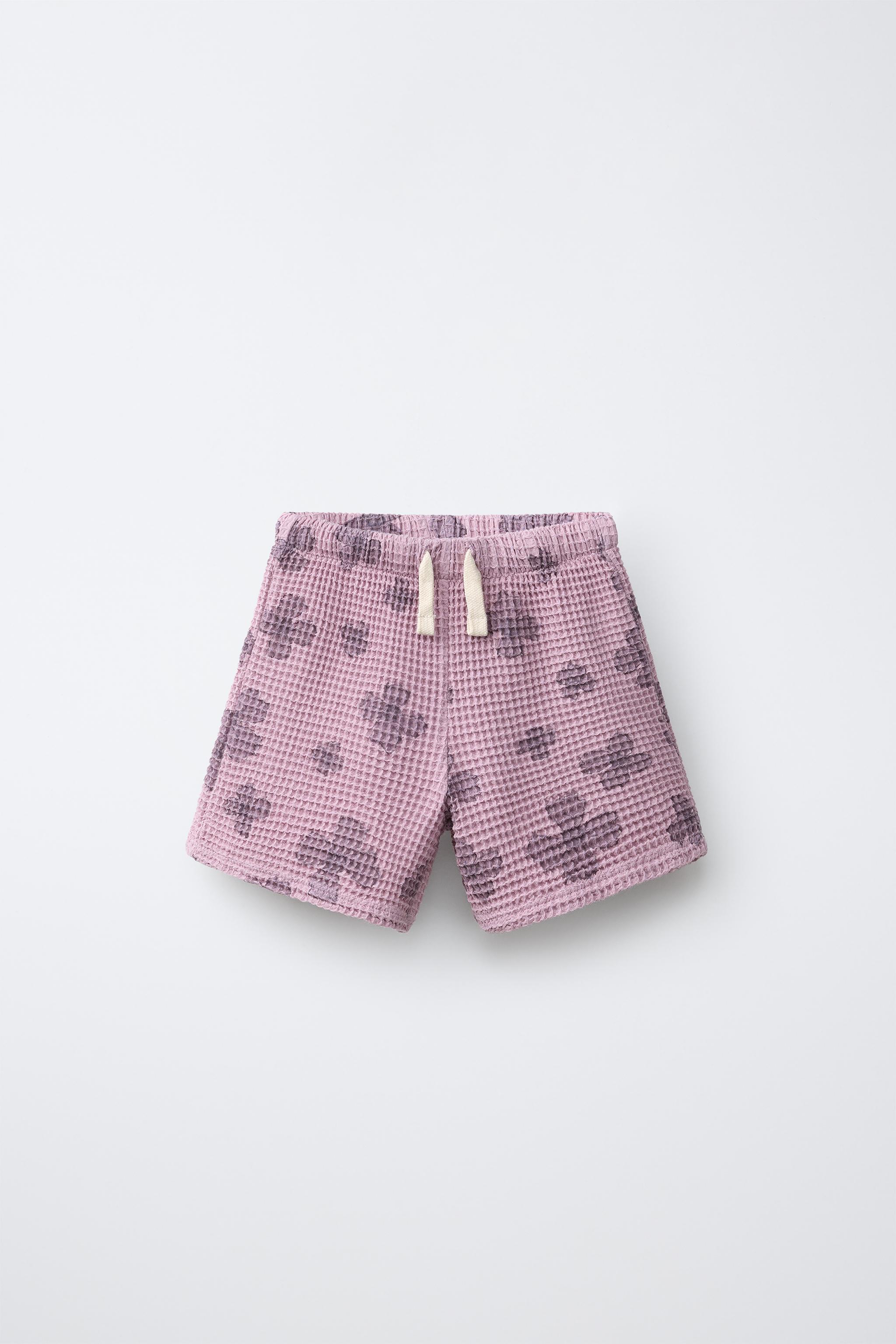 SHORT EN WAFFLE À FLEURS